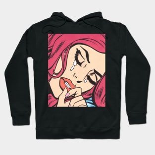 Hot Pink Crying Comic Girl Hoodie